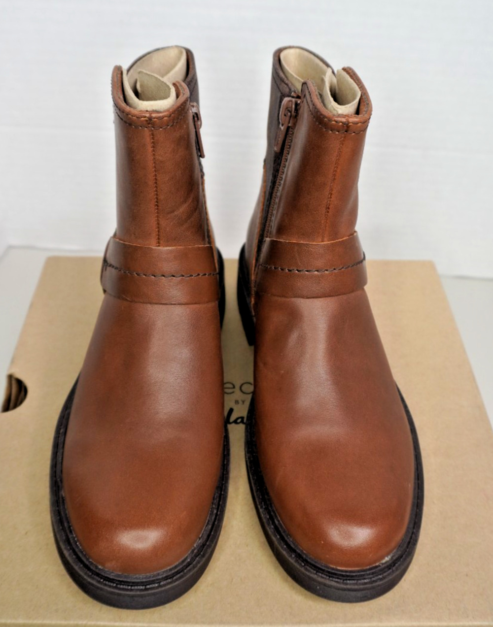 Clarks Women's Opal Rose Ankle Boots Dark Tan Leather Size 5.5M